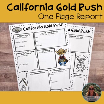 Preview of California Gold Rush One Page Mini Report - Poster Activity
