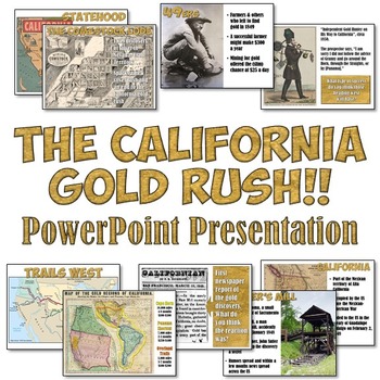 Preview of California Gold Rush PowerPoint Presentation, Video, Notes Worksheet