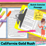 California Gold Rush Reading Passage : Social Studies US H