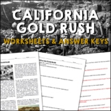 California Gold Rush Westward Expansion Reading Worksheets