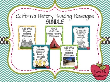 Preview of California History Reading Passage BUNDLE (5 products - 22 Passages)