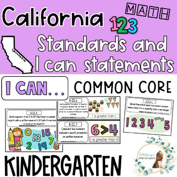 Preview of California Kindergarten Math Common Core Standards and I Can Statements!