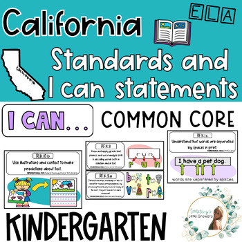 Preview of California Kindergarten Reading Common Core Standards and I Can Statements!