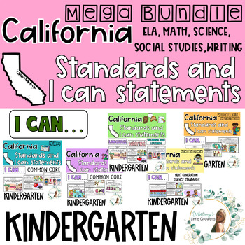 Preview of California MEGA BUNDLE Kindergarten! ELA, Math, Science, S.S, Writing, & more