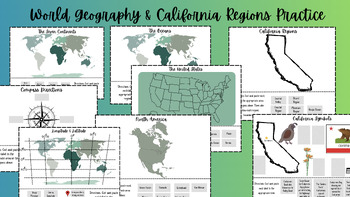 Preview of California Map Skills & Geography 4th Grade Notebook Map Activity Cut & Paste
