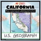 California Map Skills and Geography- Label and Color Activity!