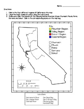 Preview of California Map Worksheet with Latitude and Longitude