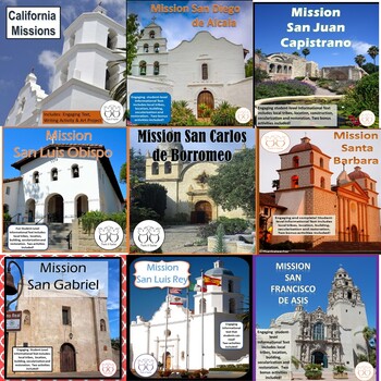 Preview of 10 California Missions Informational Reading & Activities Discounted Bundle