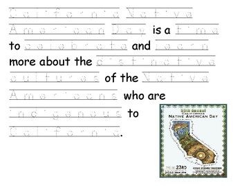 Preview of California Native American Day tracing words for dysgraphia learners.