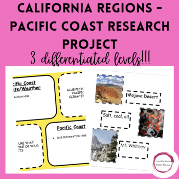 Preview of California Regions - Pacific Coast Research Project (3 differentiated levels!!!)