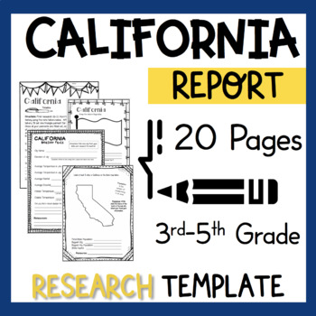 Preview of California State Research Report Project Template + bonus timeline Craftivity CA