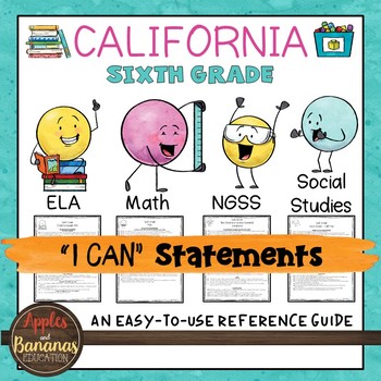 Preview of California Sixth Grade I Can Statements