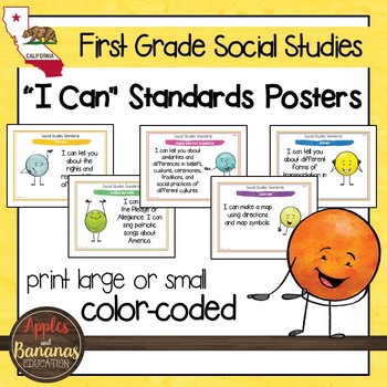 Preview of California Social Studies Standards - First Grade Posters