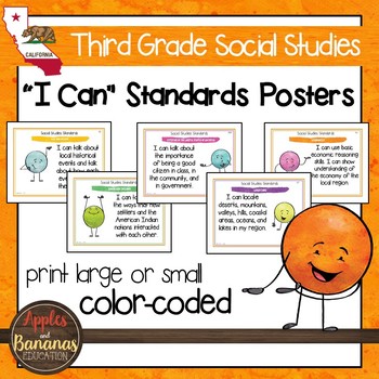 Preview of California Social Studies Standards - Third Grade Posters