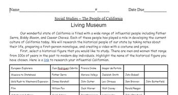 Preview of California Social Studies TCI: Living Museum - Biography (4th Grade)
