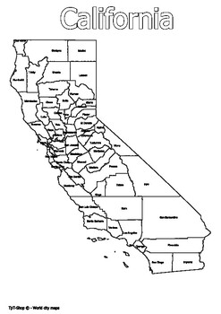 Preview of California State Map with Counties Coloring and Learning