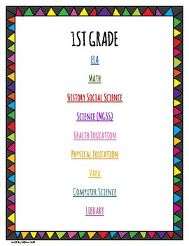 Preview of California State Standards Cheat Sheet - 1st Grade