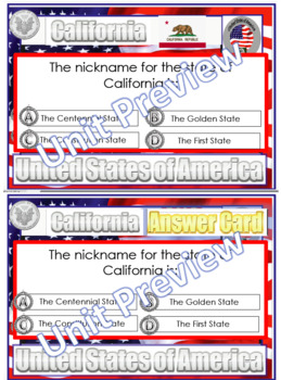 Preview of California State Symbols - Question Cards, Wordsearch, PDF
