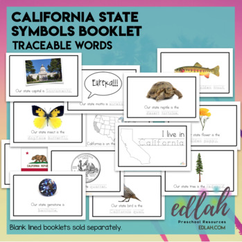 Preview of California State Symbols Booklet - Traceable Words