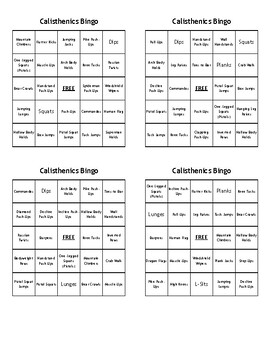 Preview of Calisthenics Terms Bingo - (100) Different Cards - Just Print, Cut, & Play!