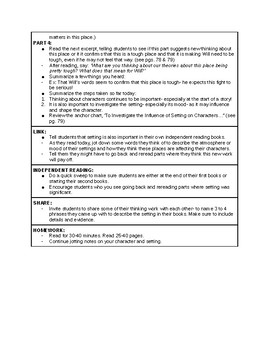 Calkins' A Deep Study about Characters grades 6-8 Cheat Sheets for BEND 2