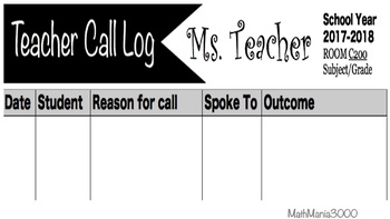Telephone Call Log Template from ecdn.teacherspayteachers.com
