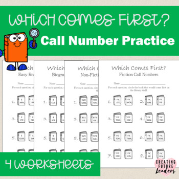 Preview of Call Number Activity Practice "Which Comes First?" - Elementary Library Skills