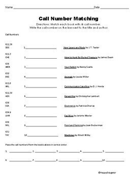 dewey decimal system call number matching and using a library catalog