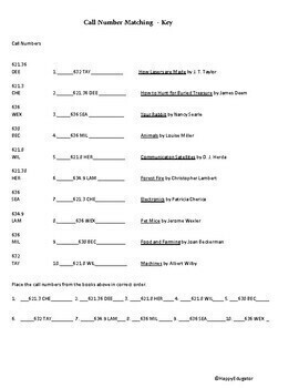 dewey decimal system call number matching and using a library catalog