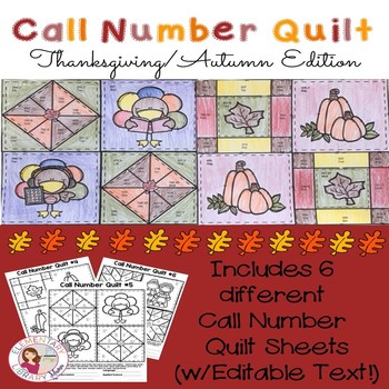 Preview of Call Number Quilt Thanksgiving/Autumn Edition