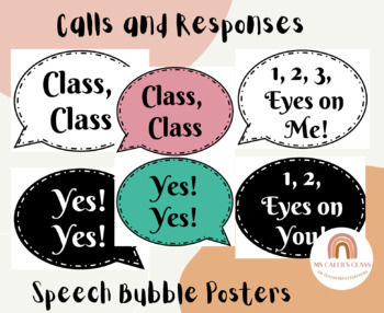 Preview of Call and Response Speech Bubbles- Classroom Management