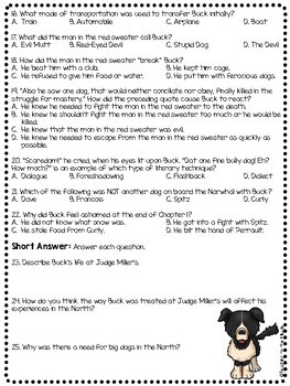 Call Of The Wild Chapter 1 Reading Comprehension Worksheet Tpt