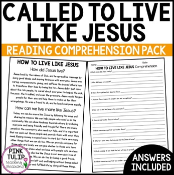 Preview of Called to Live Like Jesus - Reading Passage With Comprehension Questions