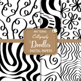 Calligraphy Doodles - Free Black & White Digital Pattern Papers
