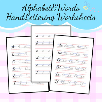 Preview of Alphabet & Words Handlettering Tracing Sheets • Cursive Font