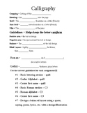 Calligraphy Lesson Handout, Lesson Plan, Grading Rubric, a