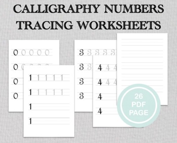 Preview of Calligraphy Numbers Tracing Sheets, Calligraphy for Beginners,Modern Font