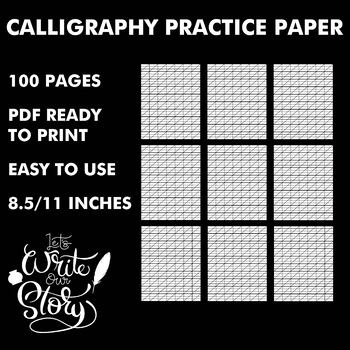Preview of Calligraphy and Hand Lettering Practice Paper for Beginners: 100 Sheets Workbook