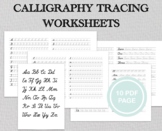 Calligraphy tracing worksheets, handlettering practice, cu