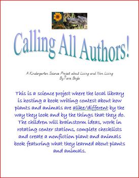 Preview of Calling All Authors!  Kindergarten Science Project