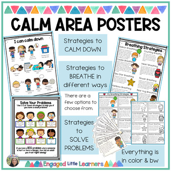 Calm Area Posters | Breathing Cards | Emotions & Feelings | Self-Regulation