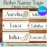 Calm BOHO Plant Name Desk Plates - Editable in Canva
