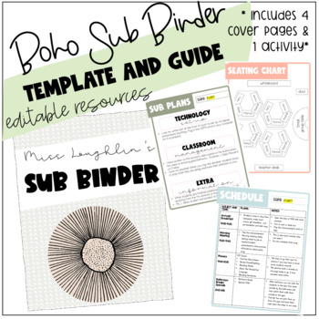 Preview of Calm Boho Colors Sub Substitute Binder Template I EDITABLE I Google AND PP