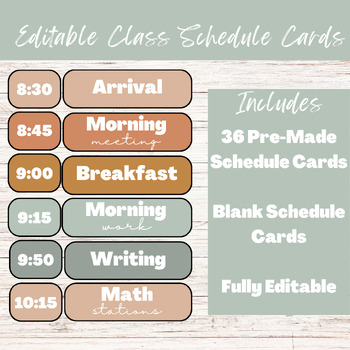 Preview of Calm Class Daily Schedule Cards Editable