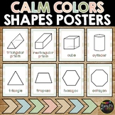 Calm Colors 2D and 3D Shape Math Posters Classroom Décor |