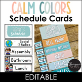 Calm Colors Daily Editable Schedule Cards with Clocks