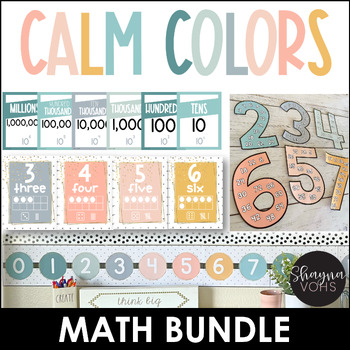 Preview of Pastel Math Posters Bundle - Calming Classroom Themes Decor