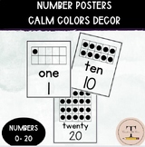 Calm Colors Numbers Posters with Visuals and Words #0-20