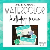 Calm & Cool Watercolor Birthday Pack