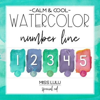 Preview of Calm & Cool Watercolor Number Line for Classroom Wall